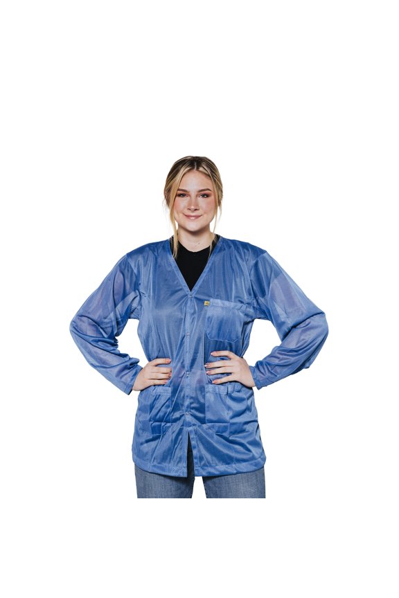 Lightweight 8812 Fabric, V-Neck Collar, Snap Cuff ESD Jacket