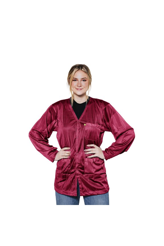 Lightweight 8812 Fabric, V-Neck Collar, Snap Cuff ESD Jacket