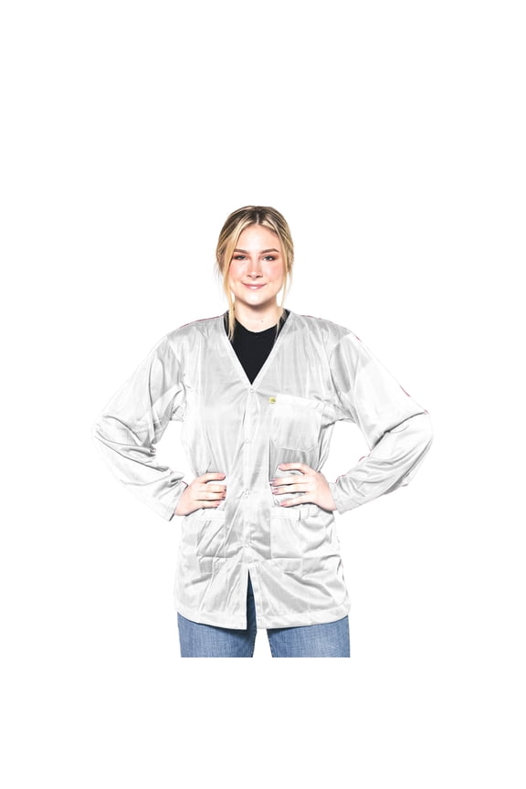 Lightweight 8812 Fabric, V-Neck Collar, Snap Cuff ESD Jacket