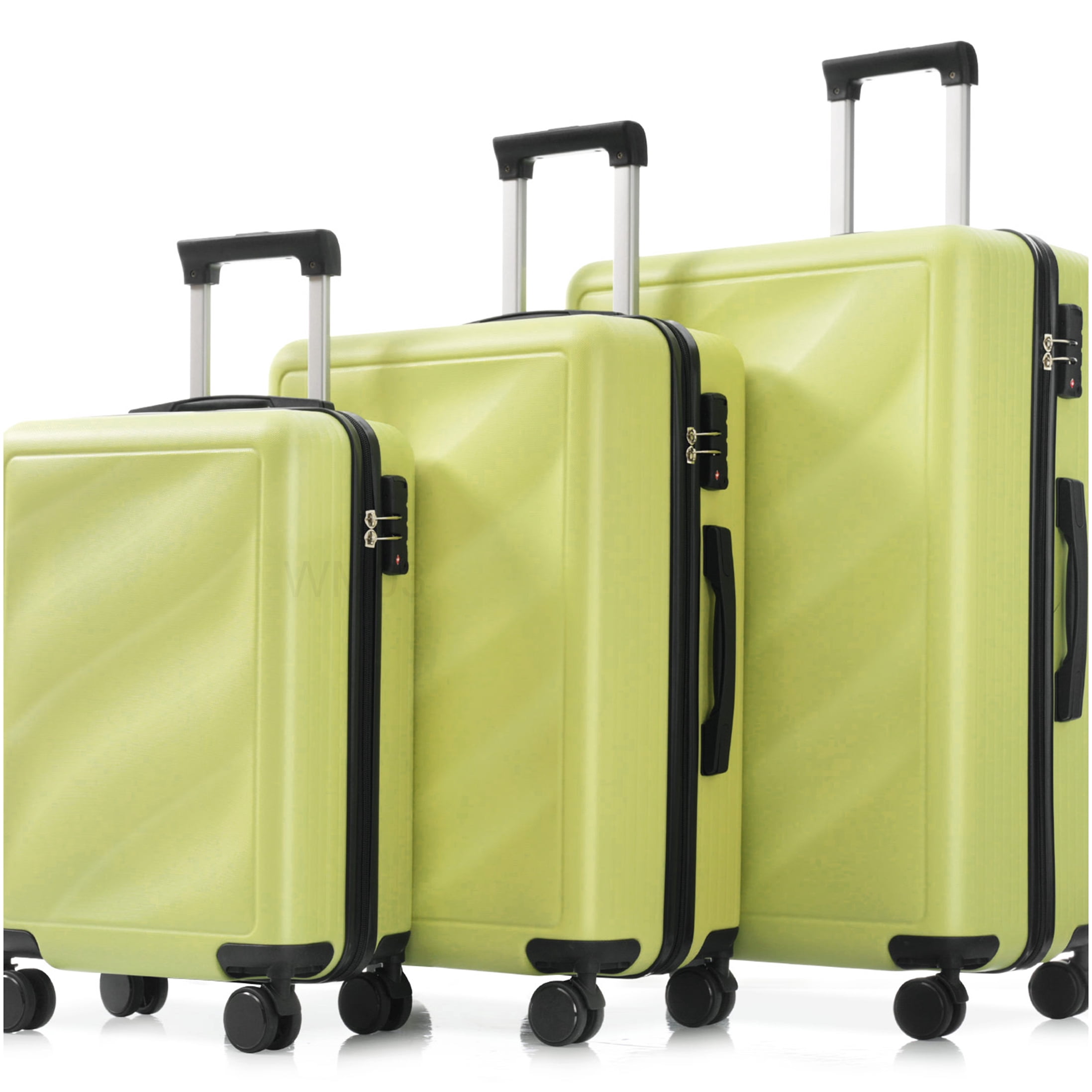Lightweight ABS 3-Piece Spinner Luggage Set in Tea Green with TSA Lock, Checked and Carry-On Sizes