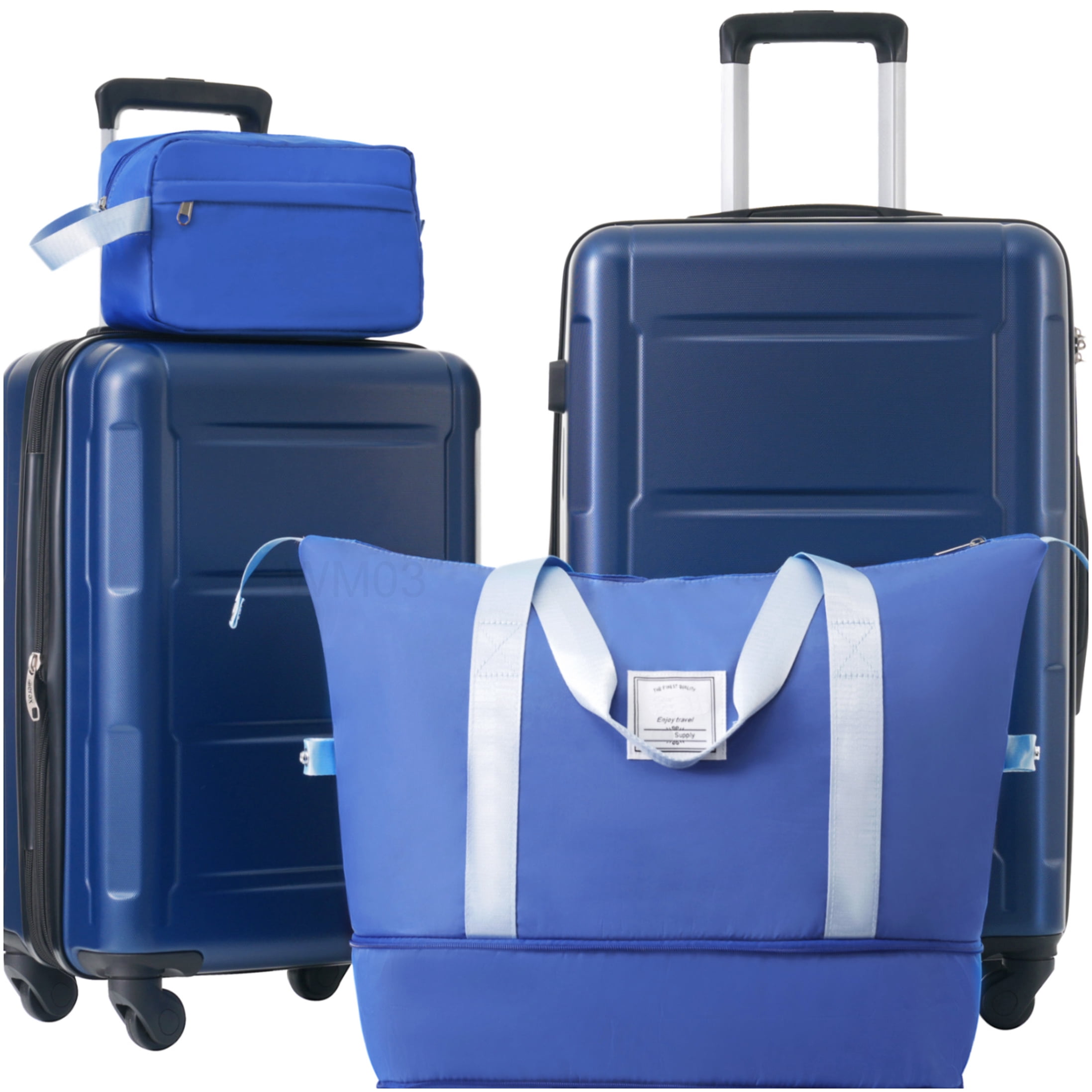 Lightweight ABS Expandable Suitcase Set with TSA Lock, 20in & 24in Blue Spinner Wheel Luggage Combo