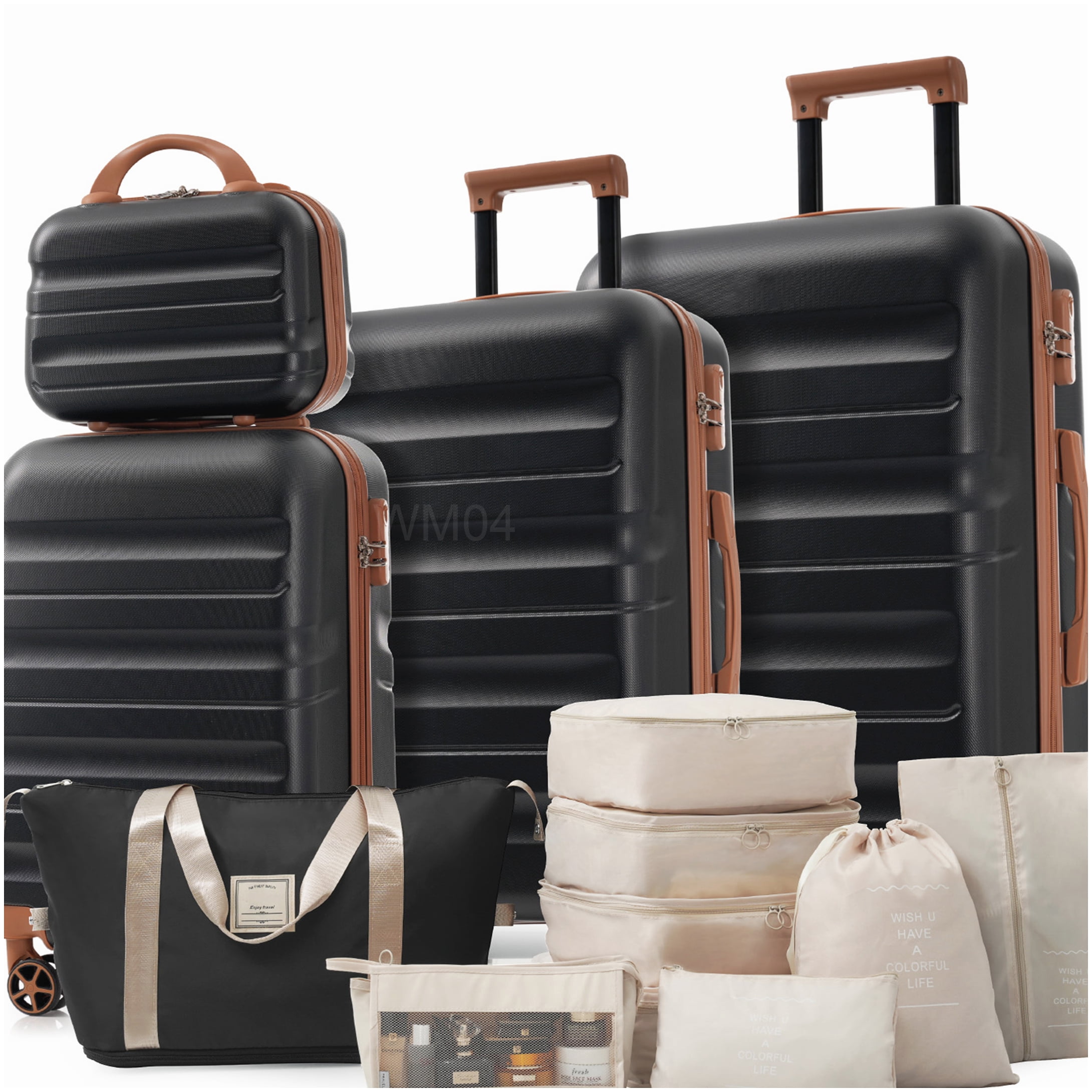 Lightweight ABS Hardshell Luggage Set with Dual Spinner Wheels, TSA Lock, Carry-On & Checked Suitcases