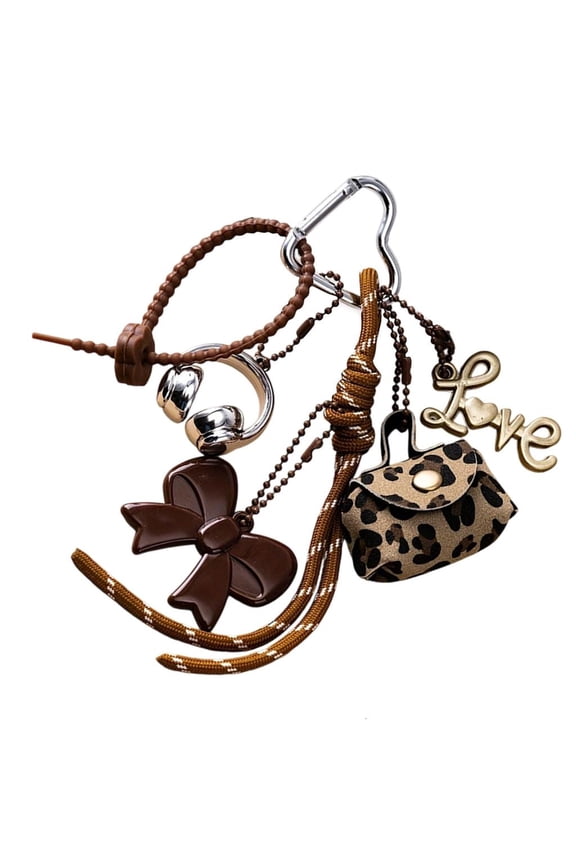 Lightweight Acrylic Bows Knot Braided Rope Purse Charm for Handbag Decoration Portable Keychain Accessory
