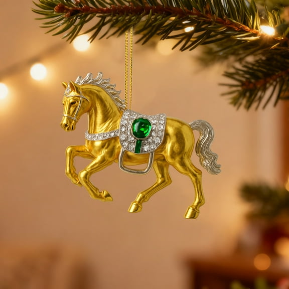 Lightweight Acrylic Christmas Pony - 2D Flat Hanging Ornament, Festive Decor for Home Christmas Tree Family Gatherings Holiday Party Easy to Hang, E