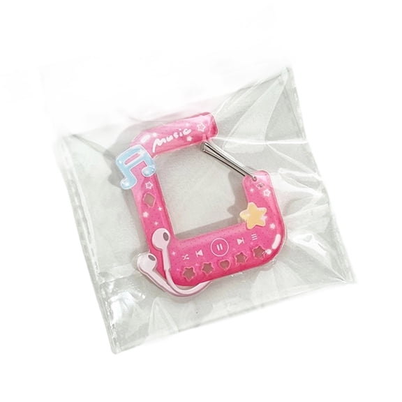 Lightweight Acrylic Climbing Hook Keychain Carved Music Player Charm Aesthetic Girls Backpack Accessory