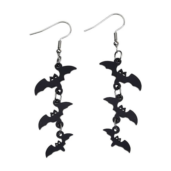 Lightweight Acrylic Halloween Bat Earrings Black Pendant Jewelry Accessory for Holiday Parties Fashion Gift and Decoration