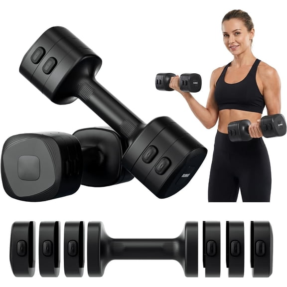 Lightweight Adjustable Dumbbell Kettlebell Set - 4 in 1 Free Weight Set with Kettlebell Grip Converter, Each 2.2 3.3 4.4 5.5lb Quick Change Weight Women Dumbbell Set for Small Spaces Gym