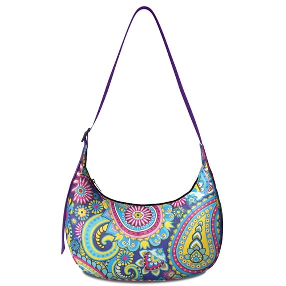 Lightweight Adjustable Strap Crossbody Bag Vintage Paisley Boho Floral Design Small Purse for Women Office Students Travel Outdoor Activities