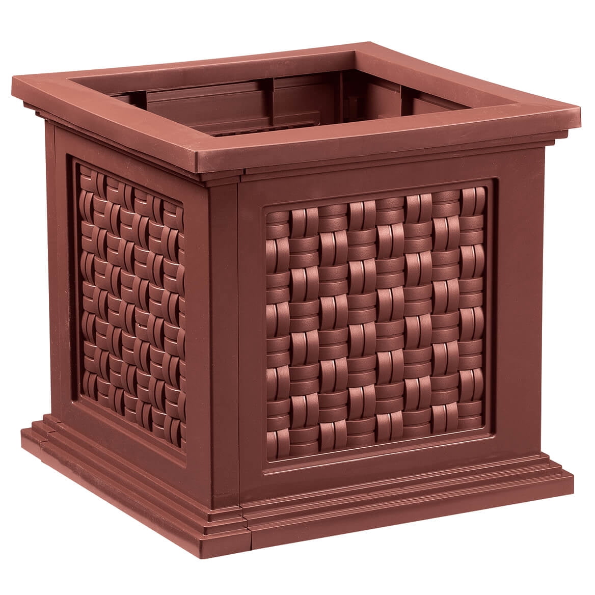 Brown Square Premium Polyethylene Rattan-Style Planter Box