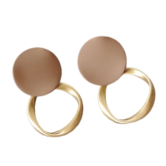 Lightweight Alloy Geometric Hoop Earrings In Khaki Allergy Resistant Hoop Jewelry For Everyday Elegances And Comfort