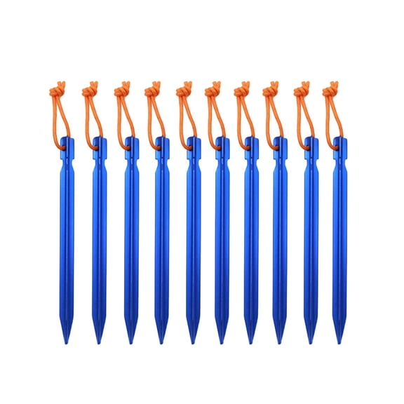 Pack of 10 Lightweight Aluminum Tent Stakes with Reflective Guy Lines 18cm for Camping Hiking Outdoor Gear Accessories