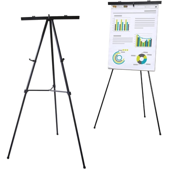 Aluminum Flip-Chart Presentation Easel, Adjustable Height 37"-70", Black