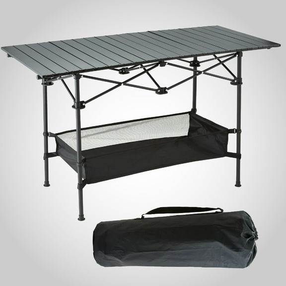 Ultralight Aluminum Foldable Camping Table - Portable Roll-Up Design with Carry Bag, for Indoor Outdoor Camping Beach Backyard BBQ Parties Picnic Patio