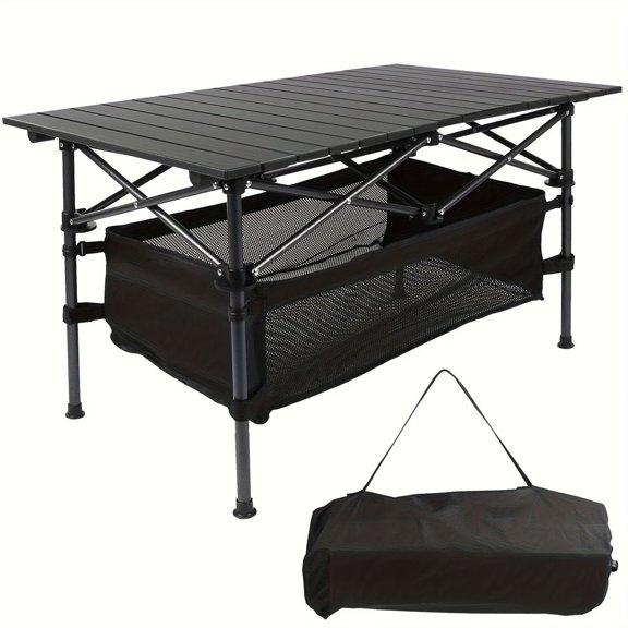 Lightweight Aluminum Folding Camping Table Portable Roll-Up Outdoor Table with Waterproof Surface & Carry Bag for Camping BeachBBQ Picnic Patio