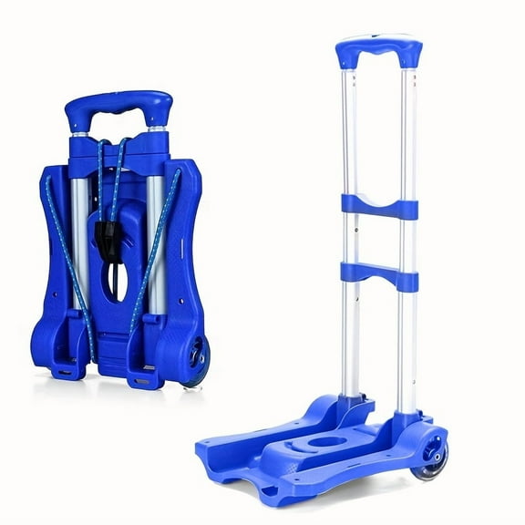 Lightweight Aluminum Folding Hand Truck - 2-Wheel Collapsible Dolly for Airport Travel & Moving - Portable Luggage Cart with Ergonomic Handle