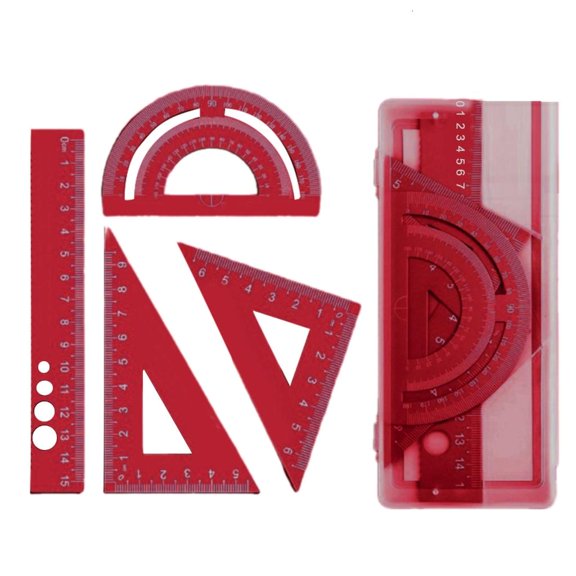 Lightweight Aluminum Geometry Tools Set 4Pcs Student Ruler Safety Rounded Edges