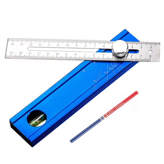 Lightweight Aluminum Positioning Tool with Rotating Knob, Antislip Design and Clear Bubble Levels for Marking