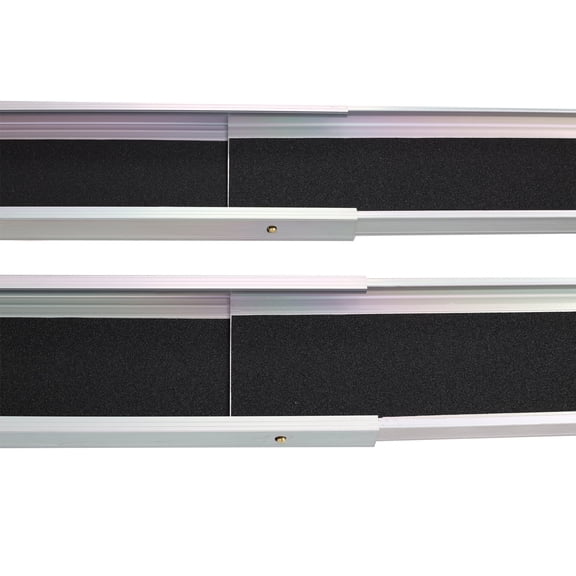 Lightweight Aluminum Telescoping Wheelchair Ramps 7ft Adjustable for Steps Curbs Vans, 600lb Capacity Pair, Silver
