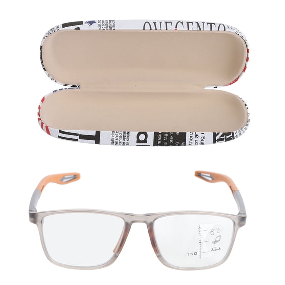 Lightweight Anti Blue Light Reading Glasses Sport Non Slip Presbyopic Eyewear Transparent Grey Frame Tea Leg +2.00 Diopter