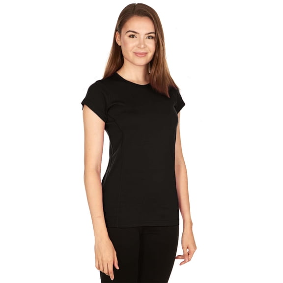 Women's Merino Wool Lightweight Crew T-Shirt - Black - X-Large