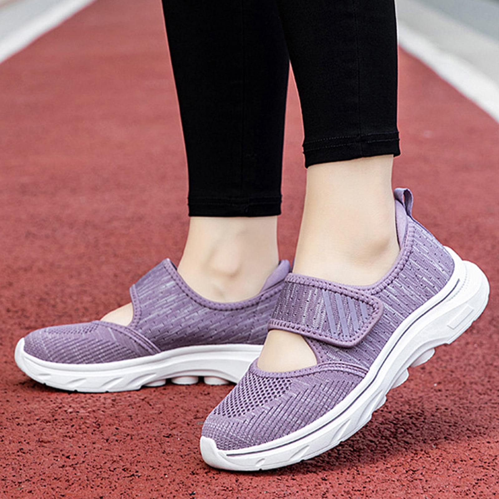 Lightweight Athletic Sport Walking Shoes for Women's Woven Breathable Soft Sole Shoes Orthopedic Shoes Outdoor Hiking Mesh Up Knit Stretch Slip on Casual Orthopedic Sneakers for Women