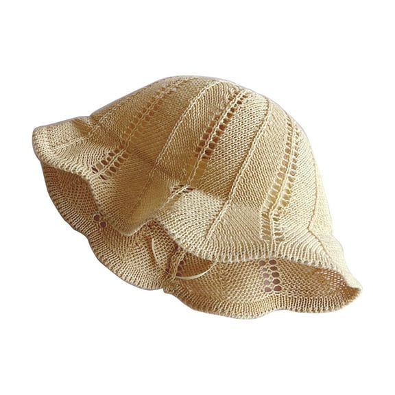 Lightweight Baby Solid Color Cap Breathable Fisherman Hat Cute Baby Girls Wave-edge Hat Cap Sun-Hat for Chidren