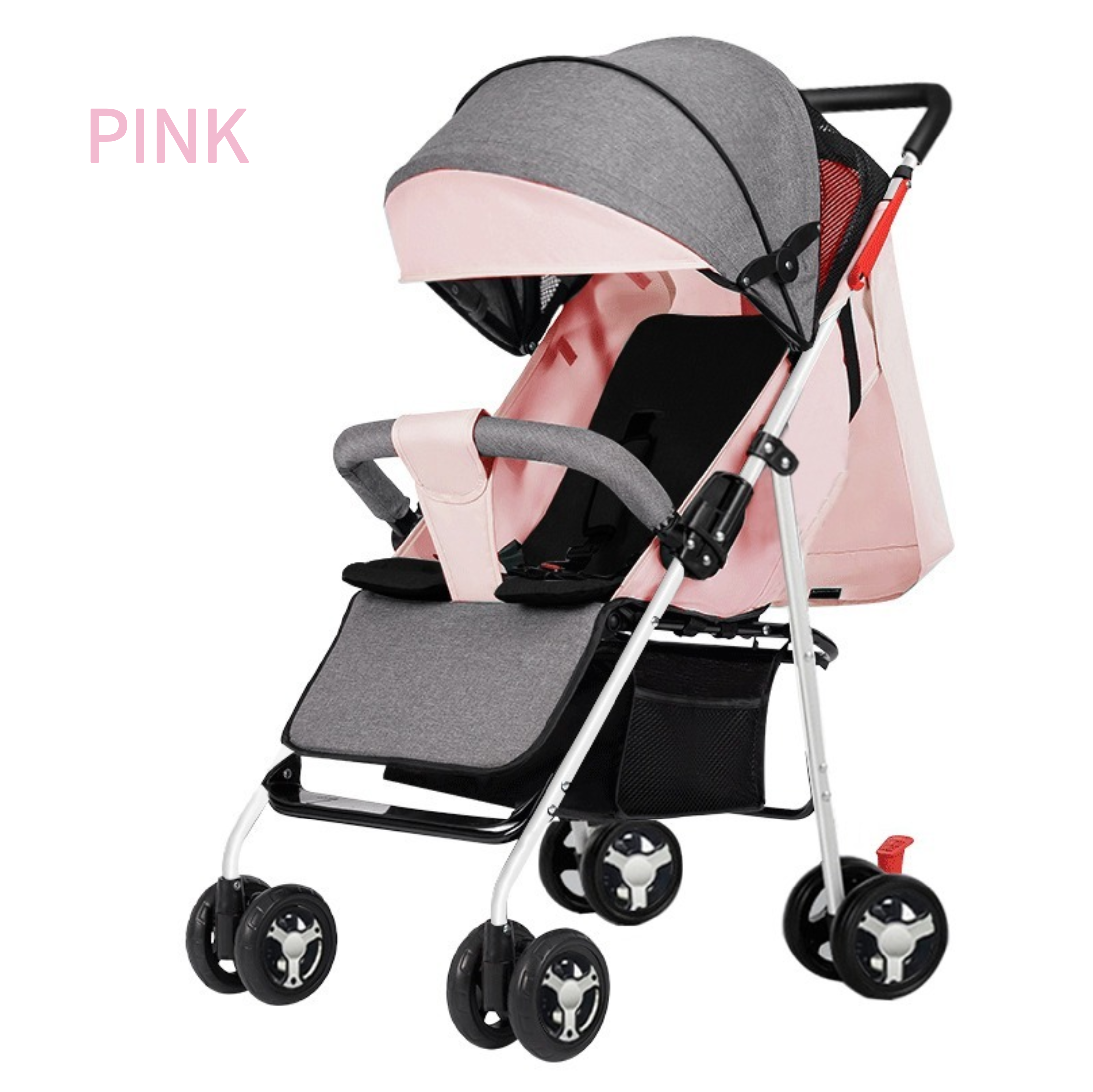 Lightweight Baby Stroller,Infant Pram,Newborn Pushchair for 0-3 Years Old,Compact Travel,Unisex,Pink(9.5lb)