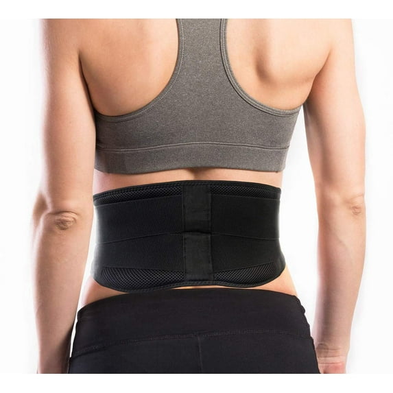 Lightweight Back Brace Slim Fit Under Uniform, Dual Lumbar Pads Support Belt for Lower Back Pain Relief, Breathable Mesh with Adjustable Straps for Back Stress (Medium)