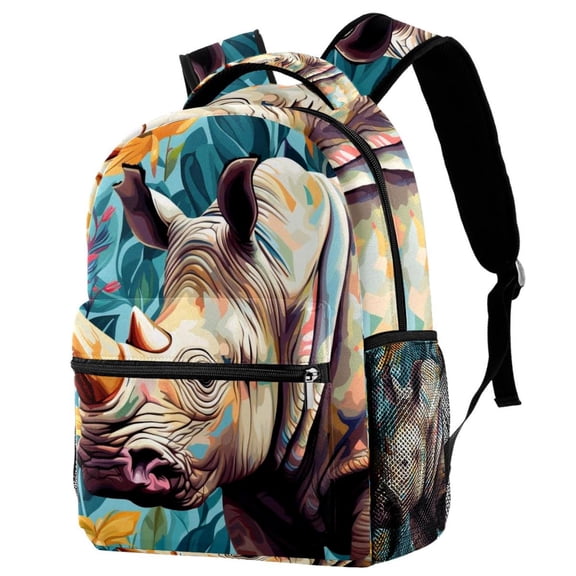 Lightweight Backpack Abstract Rhinoceros School Bag Travel Laptop Daypack for Men Women Casual Rucksack