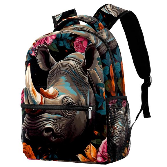 Lightweight Backpack Abstract Rhinoceros School Bag Travel Laptop Daypack for Men Women Casual Rucksack