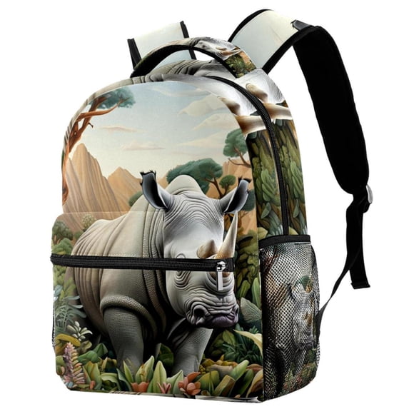 Lightweight Backpack Abstract Rhinoceros School Bag Travel Laptop Daypack for Men Women Casual Rucksack