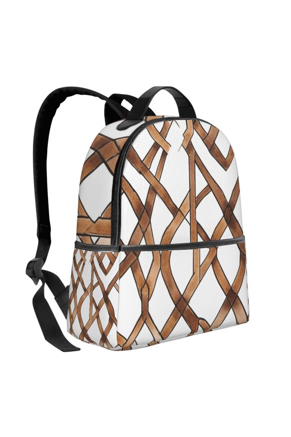 Lightweight Backpack With Adjustable Shoulder Strap Empty Bag Upright 1214.5in For Weekend Holiday Travel Hiking Brown Moroccan Trellis Hand-Drawn Sketch_1