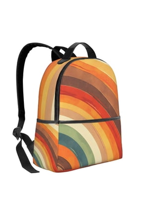 Lightweight Backpack With Adjustable Shoulder Strap Empty Bag Upright 1214.5in For Weekend Holiday Travel Hiking Brown Tie-Dye Background Rainbow Colors (3)