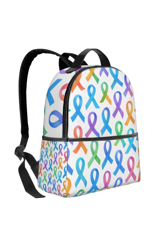 Lightweight Backpack With Adjustable Shoulder Strap Empty Bag Upright 1214.5in For Weekend Holiday Travel Hiking Cancer Awareness Ribbon Pattern - Ombr Flow