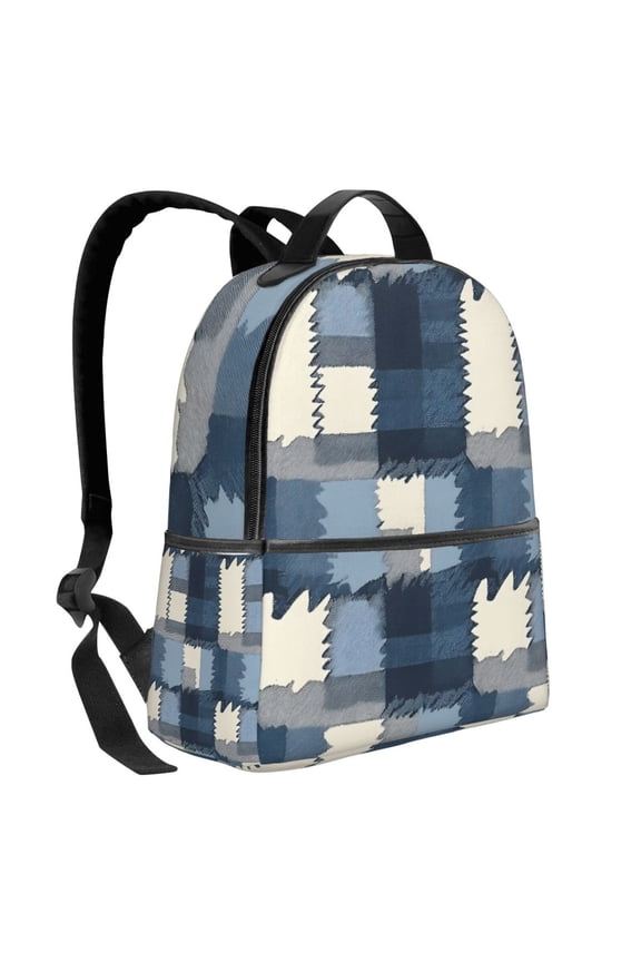 Lightweight Backpack With Adjustable Shoulder Strap Empty Bag Upright 1214.5in For Weekend Holiday Travel Hiking Mediumblue Houndstooth Buffalo Plaid Tartan Check Scotland Hand-Drawn Sketch_1