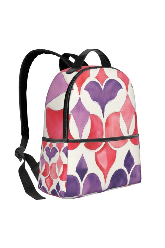 Lightweight Backpack With Adjustable Shoulder Strap Empty Bag Upright 1214.5in For Weekend Holiday Travel Hiking Palevioletred Moroccan Trellis Hand-Drawn Sketch_3