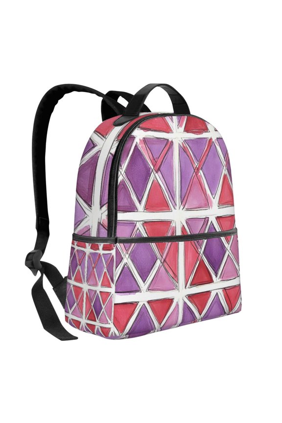 Lightweight Backpack With Adjustable Shoulder Strap Empty Bag Upright 1214.5in For Weekend Holiday Travel Hiking Palevioletred Moroccan Trellis Hand-Drawn Sketch_4