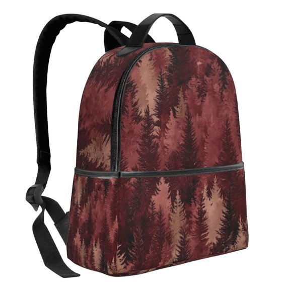 Lightweight Backpack With Adjustable Shoulder Strap Empty Bag Upright 1214.5in For Weekend Holiday Travel Hiking Realistic Forests Camouflage Pattern Conifer Maroon_1