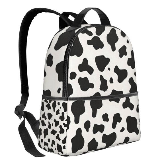 Lightweight Backpack With Adjustable Shoulder Strap Empty Bag Upright 1214.5in For Weekend Holiday Travel Hiking Simple Cow Print Pattern, Vector Art Style_1