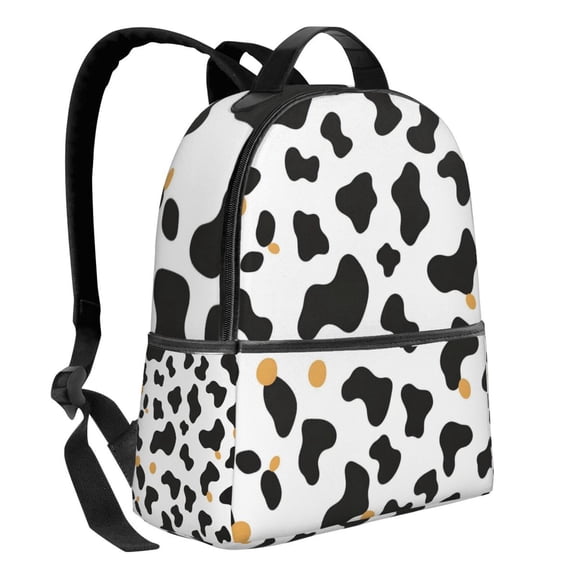 Lightweight Backpack With Adjustable Shoulder Strap Empty Bag Upright 1214.5in For Weekend Holiday Travel Hiking Simple Cow Print Pattern, Vector Art Style_2