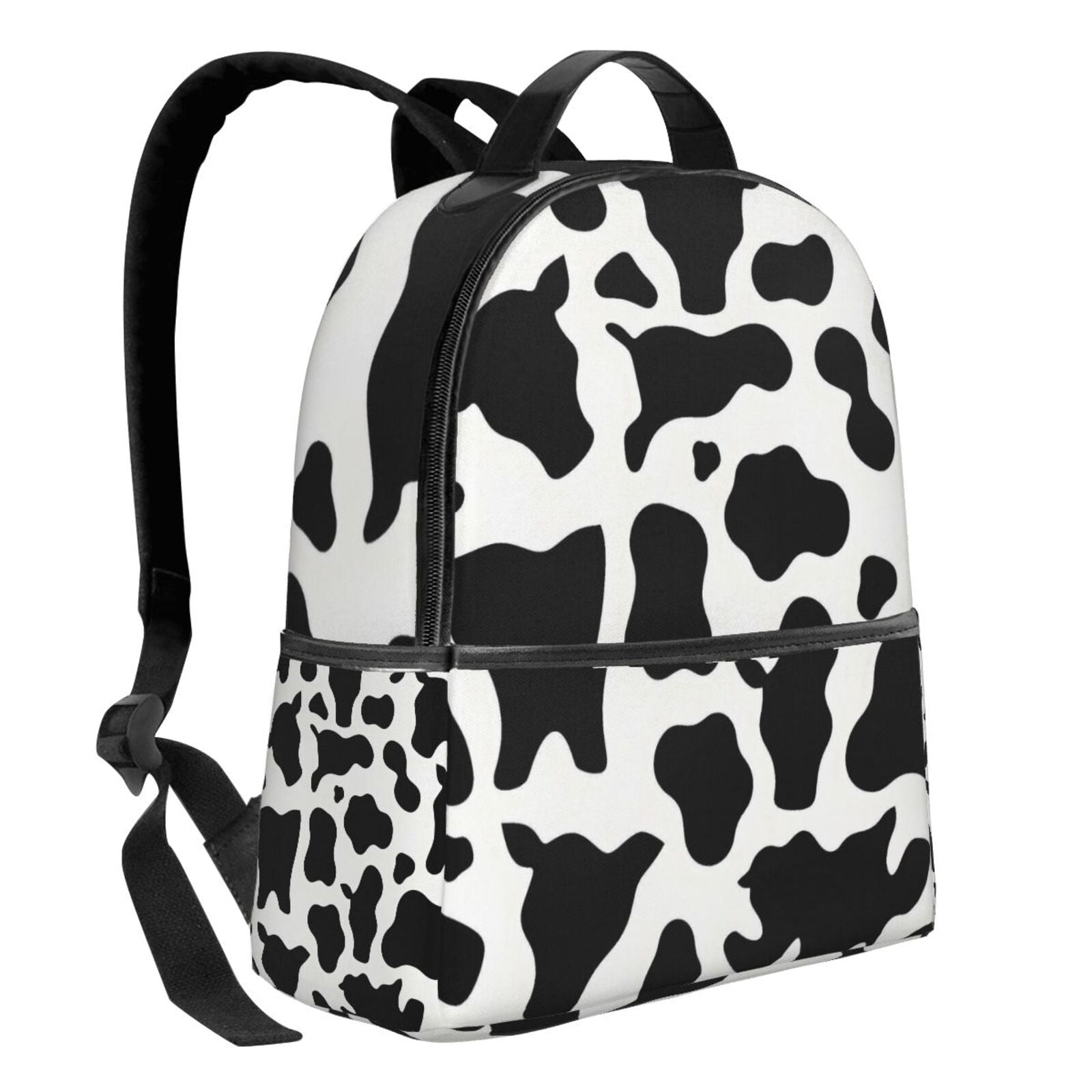 Lightweight Backpack With Adjustable Shoulder Strap Empty Bag Upright 12×14.5in For Weekend Holiday Travel Hiking Simple Cow Print Pattern, Vector Art Style_4