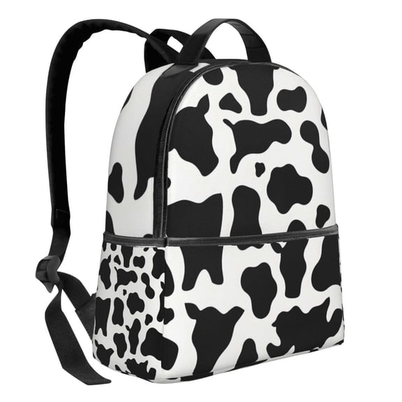 Lightweight Backpack With Adjustable Shoulder Strap Empty Bag Upright 1214.5in For Weekend Holiday Travel Hiking Simple Cow Print Pattern, Vector Art Style_4