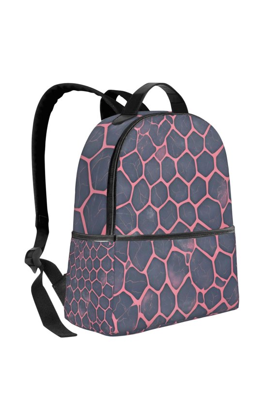 Lightweight Backpack With Adjustable Shoulder Strap Empty Bag Upright 1214.5in For Weekend Holiday Travel Hiking Snake Skin Print Style Palevioletred_1