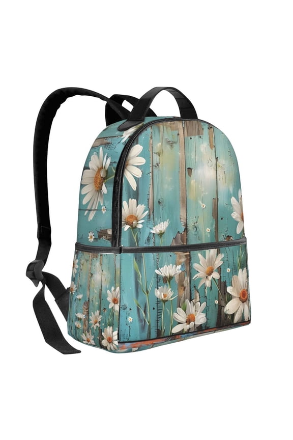 Lightweight Backpack With Adjustable Shoulder Strap Empty Bag Upright 1214.5in For Weekend Holiday Travel Hiking Turquoise Wood Farmhouse Sunflowers (9)
