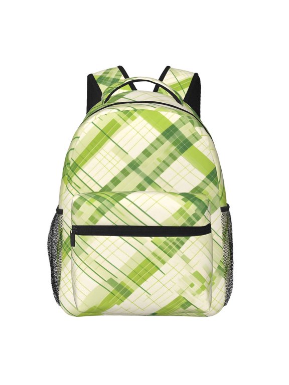 Lightweight Backpack Casual Daypack Multi Compartment Travel Bag With Laptop Sleeve Sturdy Self Standing For College Work Lime Houndstooth Hand-Drawn Sketch_4