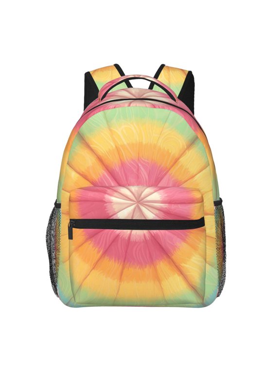 Lightweight Backpack Casual Daypack Multi Compartment Travel Bag With Laptop Sleeve Sturdy Self Standing For College Work Tie-Dye Pattern Bright Colors (2)
