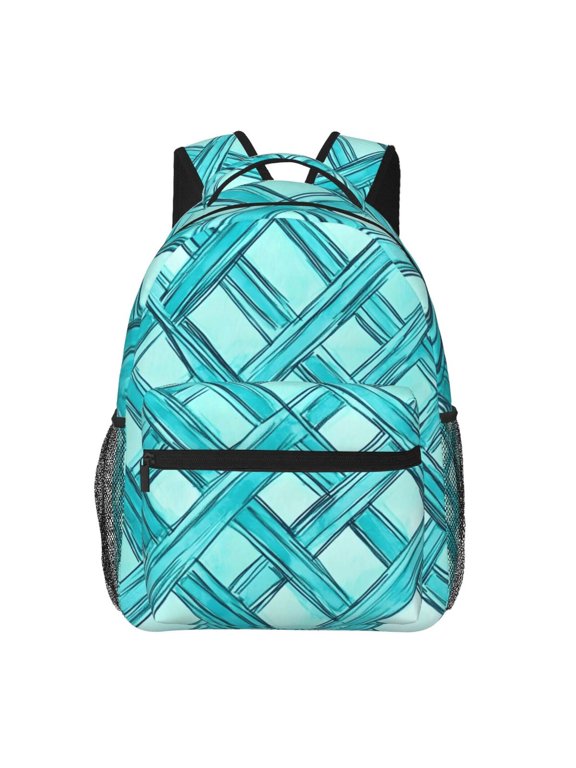 Lightweight Backpack Casual Daypack Multi Compartment Travel Bag With Laptop Sleeve Sturdy Self Standing For College Work Turquoise Moroccan Trellis Hand-Drawn Sketch_62922_2