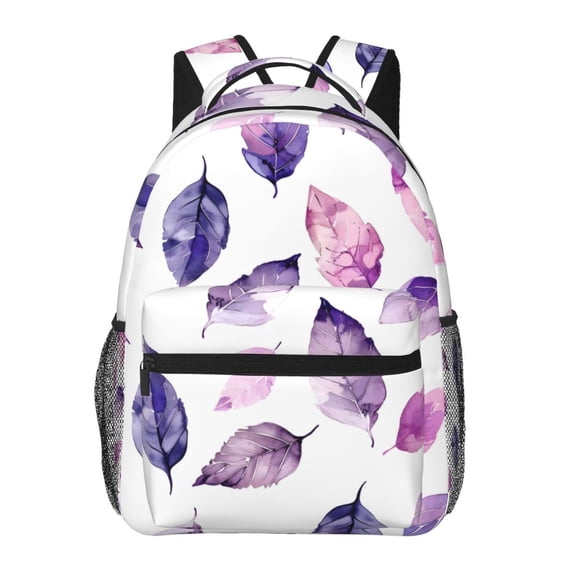 Lightweight Backpack Casual Daypack Multi Compartment Travel Bag With Laptop Sleeve Sturdy Self Standing For College Work Watercolor Seamless Pattern With Leaves (2)