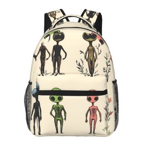 Lightweight Backpack Casual Daypack Multi Compartment Travel Bag With Laptop Sleeve Sturdy Self Standing For College Work Alien Being