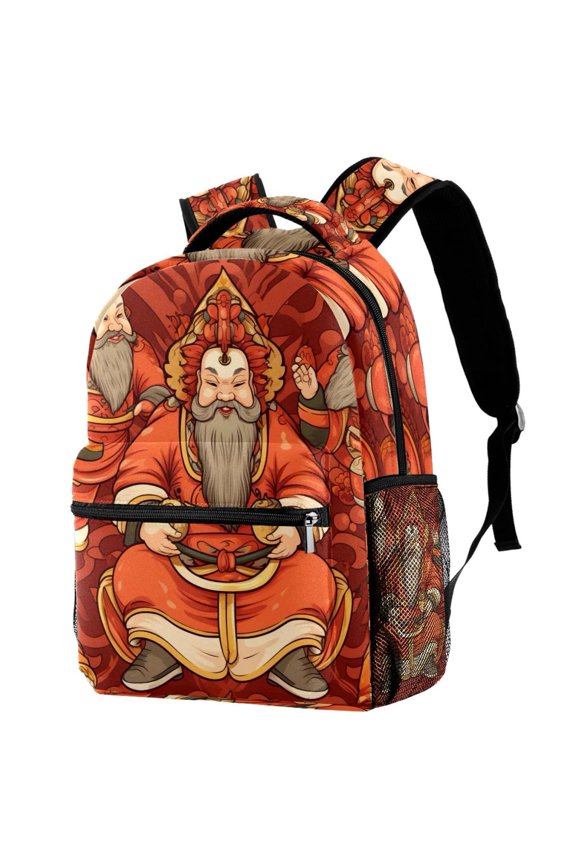 Lightweight Backpack Chinese God of Wealth School Bag Travel Laptop Daypack for Men Women Casual Rucksack